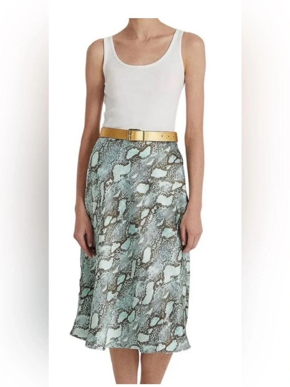 NWT Ralph Lauren Women's Satin Snakeskin Print A line Skirt 10 - Picture 3 of 6